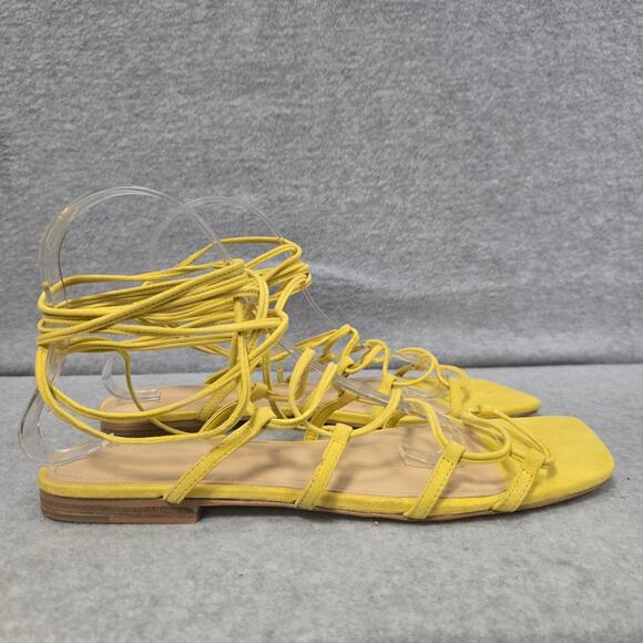 NWOT Marc Fisher Yellow Mahalia Ankle Wrap Sandals Size 10 - Picture 2 of 9
